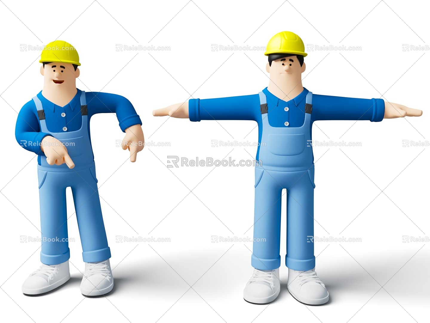 cartoon worker character worker construction worker cartoon worker model