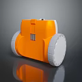 Orange Compact Computer Device With White Wheels Grille Design And Reflective Base 3d model