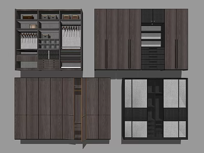 Modern Wardrobe Design With Multiple Storage Compartments Hanging Rods And Functional Drawers 3d model