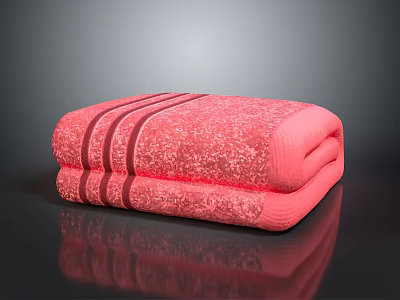 High Quality Soft Pink Striped Towel Folded For Daily Bathroom Use 3d model