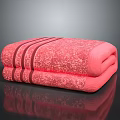 High Quality Soft Pink Striped Towel Folded For Daily Bathroom Use