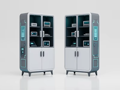 Modern Smart Lockers With Multiple Compartments Digital Screens And Contemporary Design 3d model