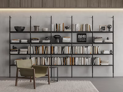 Modern Living Room Shelving Unit With Multi Tiered Design Books And Decorative Items 3d model