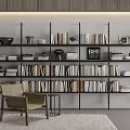 Modern Living Room Shelving Unit With Multi Tiered Design Books And Decorative Items