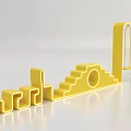 Yellow Abstract Geometric Structure With Steps Arch And Smooth Surface 3d model