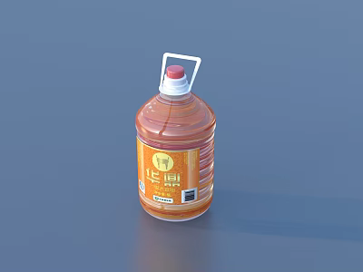 Orange Plastic Edible Oil Container With Red Lid And White Handle 3d model