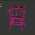 Traditional Wooden Armchair with Carved Back Curved Arms and Woven Seat