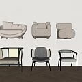 Single Sofa Collection Showcasing Various Upholstered Designs and Frame Styles 3d model