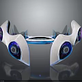 Futuristic Space and Aerospace Tech with White Blue Purple Illuminated Components