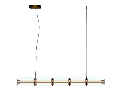 Modern Linear Pendant Light With Metal Frame And Transparent Tubes Design 3d model