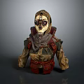 Tactical Weapon Protective Suit With Gas Mask And Red Military Details