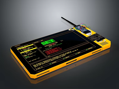 Electronic Handheld Device With Yellow Casing Screen Display Real Time Data And Antenna 3d model