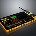 Electronic Handheld Device With Yellow Casing Screen Display Real Time Data And Antenna