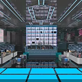 Neon Lit KTV Lounge Interior With Colorful LED Screens Comfortable Sofas And Drinks