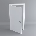 Modern White Hinged Door With Horizontal Lines And Metal Handle 3d model