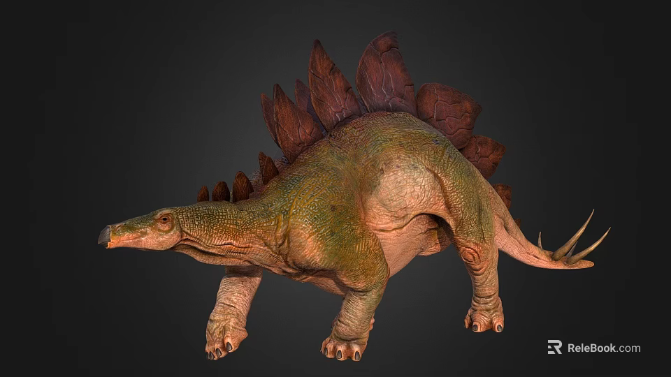 Realistic Stegosaurus Dinosaur With Spiked Back As Game Movie Character In 3D Render 3d model 