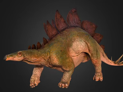 Realistic Stegosaurus Dinosaur With Spiked Back As Game Movie Character In 3D Render 3d model