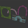Decorative Stone Architectural Elements With Various Arched Circular And Rectangular Frames 3d model
