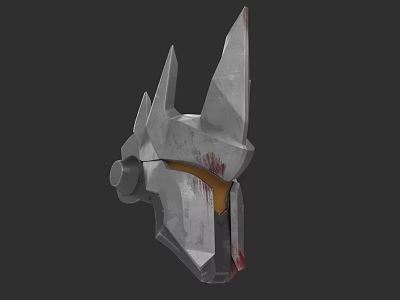 Spiked Metallic Hat With Stone Like Texture And Red Yellow Accents 3d model
