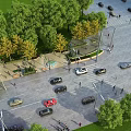 Urban Road Infrastructure With Vehicles Pedestrians Crosswalk Trees And Street Lamps