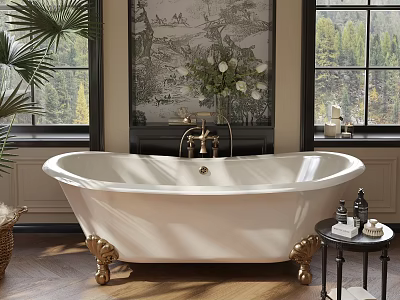 Elegant Clawfoot Bathtub In Classic Bathroom Setting 3d model