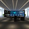 Modern Spacious Control Room With Multiple Monitoring Screens Data Displays And Operator Console