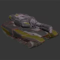Futuristic Armored Tank With Metallic Exterior And Cannon On Tracks