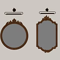 Vintage Round and Rectangular Decorative Mirrors with Ornate Frames Wall Mounted and Green Plant Reflection