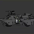 Modern Military Tank with Turret Dual Antennas Camouflage Insignia and Tactical Gear
