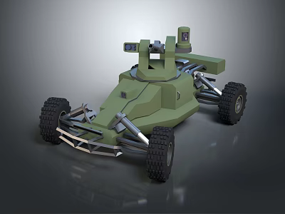 Green Electric Toy Off Road Vehicle with Large Wheels Open Frame and Top Mounted Camera 3d model
