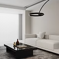 Modern Living Room Interior With White Sofa Coffee Table Floor Lamp And Area Rug