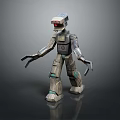 Mechanical Robot Character With Metallic Body Red Eyes Mechanical Arms And Reflective Surface