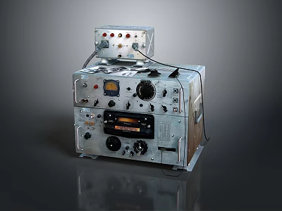 Vintage Weapon Control Device With Metal Casing Knobs Dials Buttons And Cables 3d model