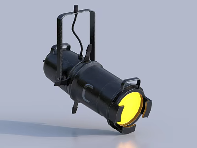 Black Metal Decorative Spotlight Light with Yellow Illumination and Bracket Design 3d model