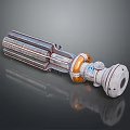 Mechanical Device Featuring Metallic Tubular Sections Orange White Components And Detailed Engineering Texture 3d model
