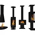 Modern Black Free Standing Fireplaces With Four Different Designs And Flames