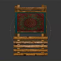 Colorful Wooden Easel With Red Fabric Featuring Intricate Mandala Pattern For Art And Decoration