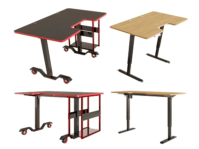 Modern Home Office Desks With Multiple Styles Wheeled Bases And Shelf Storage Designs 3d model