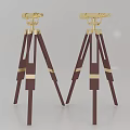 Elegant Business Equipment With Golden Top And Dark Brown Tripod Stands For Decorative