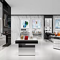 Modern Retail Store Interior With Display Shelves Counter And Products