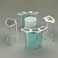 Modern Circular Display Cabinet Shelf With Transparent Glass Green Cylinder And LED Lighting