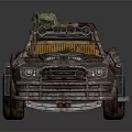 Custom Off Road Vehicle With Rustic Metal Body Colorful Patterns Mesh Grille And Roof Equipment