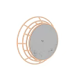 Circular Decorative Mirror With Golden Geometric Frame Reflecting Window And Plants