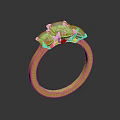 Trendy Gold Fashion Ring with Three Clear Gemstones for Modern Accessory Style