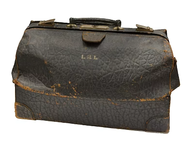 Vintage Leather Bag Showcasing Worn Texture Initial L.L. Monogram And Classic Design 3d model
