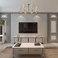 Modern Open Dining And Living Room Interior With Chandelier Table Chairs And Marble Floor
