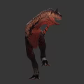 Carnivorous Dinosaur 3D Character With Dark Body Red Throat Striped Tail Sharp Teeth Claws 3d model