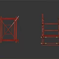 Traditional Chinese Architecture Red Framework With Golden Decorations And Two Sizes