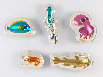 Colorful Inflatable Marine Animal Models With Fish Squid Octopus And Shrimp Shapes 3d model