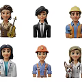 Decorative Figurine Set Featuring Various Professions Characters for Home Decor